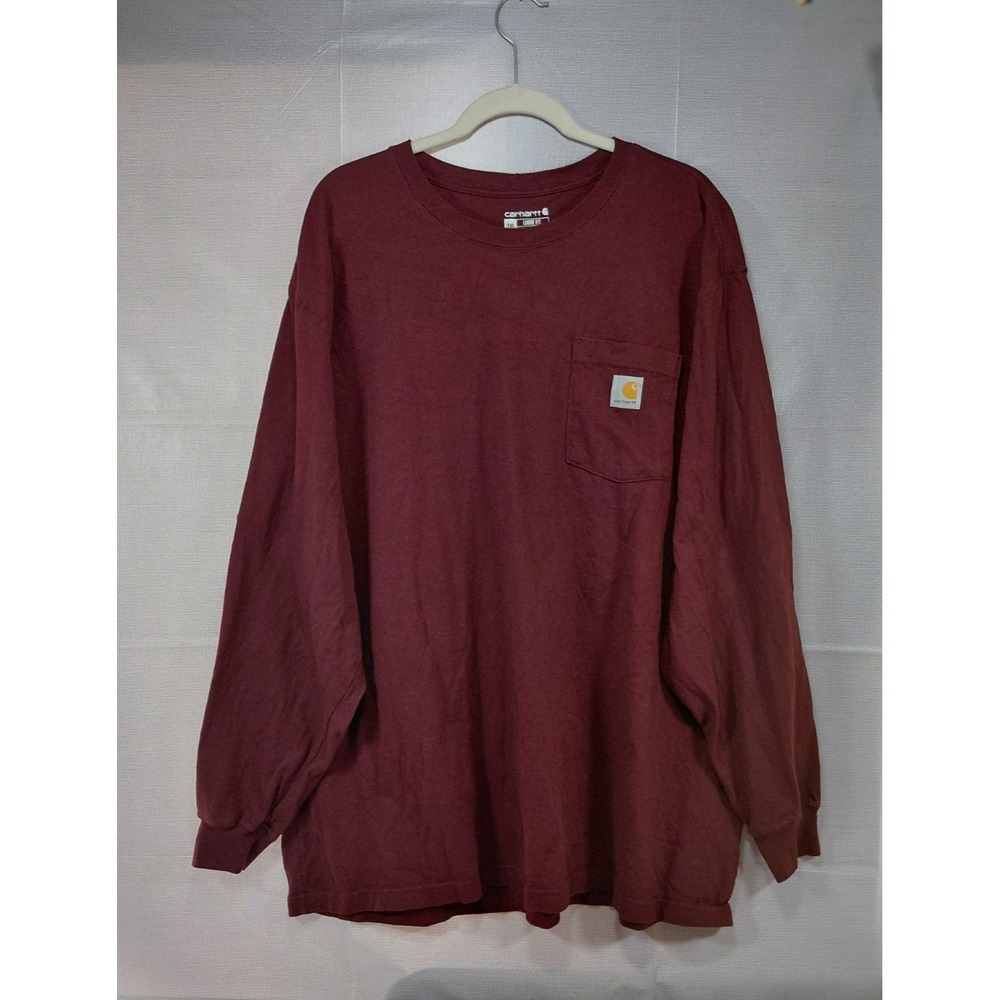 Carhartt Loose Fit Long Sleeve T-shirt Men's 2XL Maroon K126 PRT Pullover